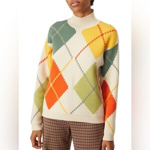 Compania Fantastica Argyle Jaquard Knit Sweater